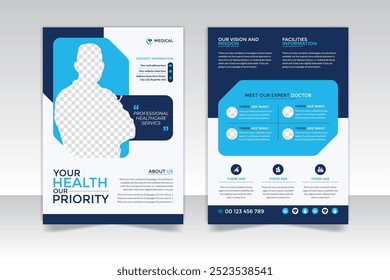 Minimalist flyer design medical layout, Double sided flyer template