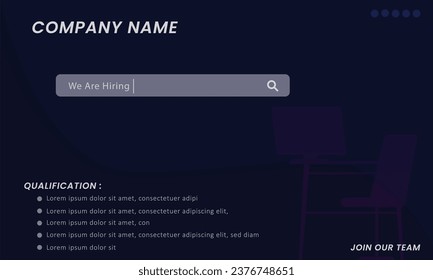 Minimalist Flyer template We are recruiting looking for new team members we are recruiting new member colleagues to the company organization team simple motif with search box and list of qualification