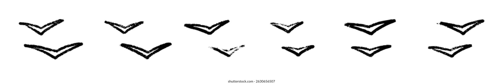 Minimalist flying bird outline in crayon style, simple nature illustration. Flat vector illustration isolated on white background.