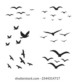 Minimalist Flying Birds Silhouette Vector Illustration