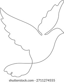 Minimalista pomba voadora um conceito de desenho de arte de linha contínua