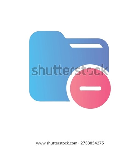 Minimalist folder icon with gradient colors and minus symbol, clean flat style design, file removal illustration