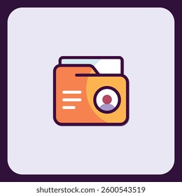 Minimalist folder illustration with user icon for digital organization