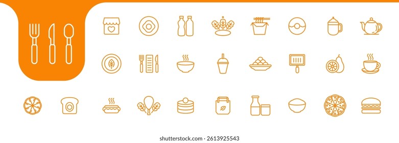 Minimalist Food and Drink Culinary Icon Set – Modern Vector Collection