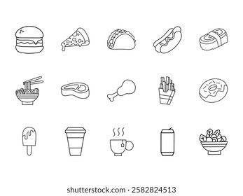 Minimalist Food and Drink Icons – Perfect for Menus, Apps, and Branding!