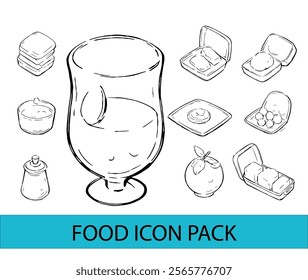 Minimalist food linear icons set pack