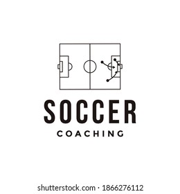 Minimalist Football soccer sport team club league logo with choaching tactic srategy  concept icon vector on white background