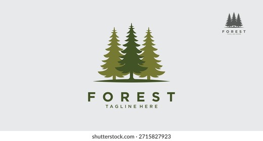Diseño minimalista del logotipo del pino del bosque