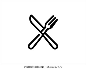 Minimalist Fork and Knife Illustration, Elegant Silverware Icon for Food-Related Branding
