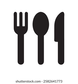 Minimalist fork spoon knife cutlery icon in vector for food service and kitchen tools