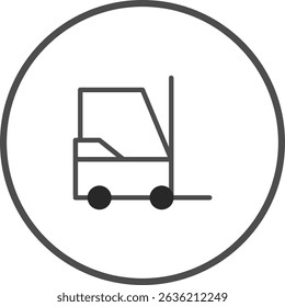 Minimalist Forklift Truck Icon within Circle Frame for Logistics and Warehousing