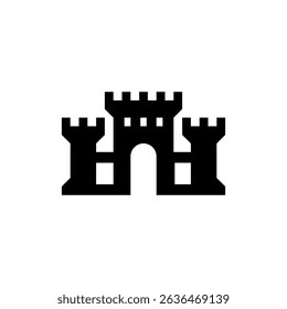 Minimalist Fortified Castle Gate Vector Icon
