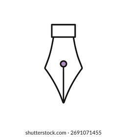 Ícone minimalista da caneta tinteiro com cores pastel macias e linhas limpas