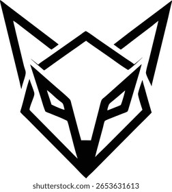 Minimalist fox head silhouette geometric logo design with transparent background