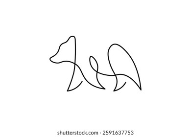 Minimalist fox illustration with continuous lines, simple design suitable for a logo or icon.