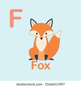 Minimalist Fox Illustration for Kids Alphabet