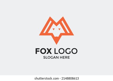 minimalist fox logo design and branding card template