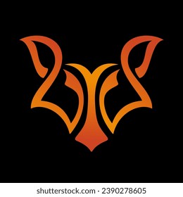 minimalist fox logo design. fox head vector outline