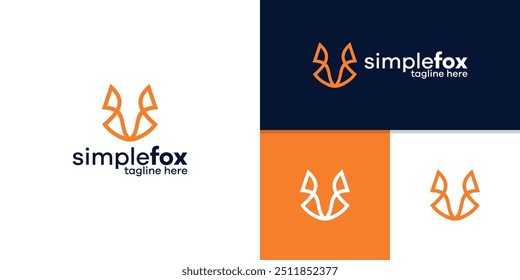 minimalistisches Fuchs-Logo-Design, Wolf mit anderen minimalistischen Stil, Logo-Vorlage, Symbol, Ikone, Vektor, kreativ, Idee, Inspiration.