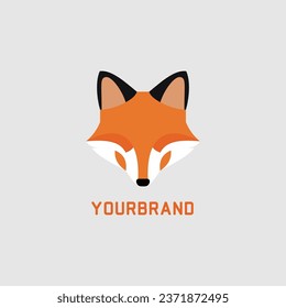 minimalist fox logo icon in color concept design vector business branding