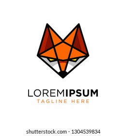 Minimalist fox logo template on white