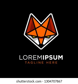Minimalist fox logo template on black