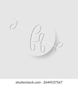 Minimalist FQ Letter Monogram in Script Font with Paper Cutout Effect 