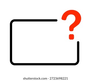 Marco minimalista con signo de interrogación rojo audaz.