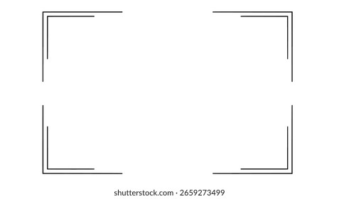 Minimalist frame with simple corner line details. A clean and modern border for contemporary design, text boxes, or business cards.