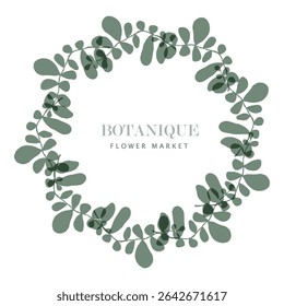 Repleto de molduras minimalista de galhos de eucalipto conceito criativo para cartões comemoração anúncios branding banner cover