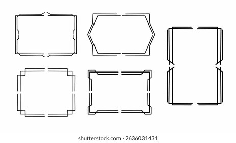 Minimalist frames vector set in black and white with clean, sharp lines and a geometric layout. Ideal for modern interface or layout elements