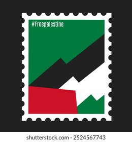 Minimalist Free Palestine Stamp Design with Flag Colors