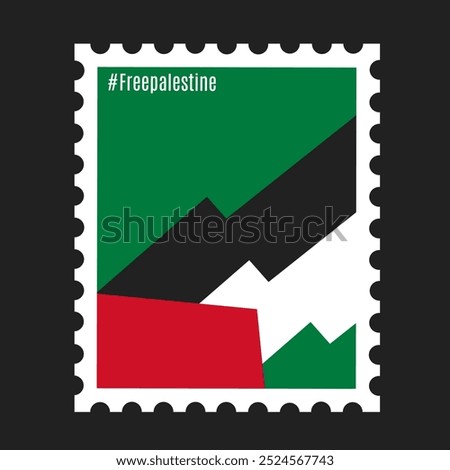 Minimalist Free Palestine Stamp Design with Flag Colors