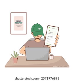 Minimalist Freelancing Success - Be Your Own Boss ,Payment Received Vector Illustration