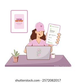 Minimalist Freelancing Success - Be Your Own Boss ,Payment Received Unique Vector Illustration