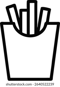 Minimalist French Fries Icon in Black and White