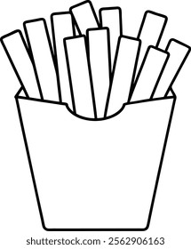 Minimalist French Fries Line Art Vector Illustration