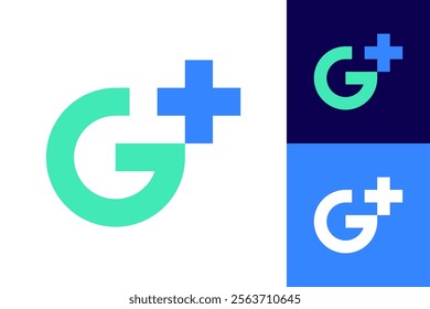 Minimalist and Fresh G Initial Logo with Plus Icon