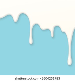 Minimalist fresh milk flows onto light blue square background graphic illustration have blank space.