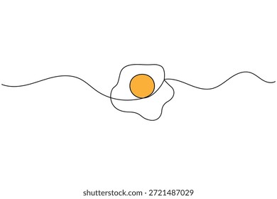 Vetor de ovo frito minimalista. Uma arte de linha contínua com gema amarela