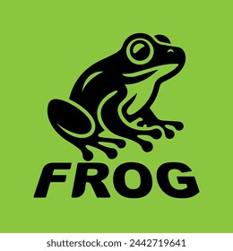 minimalist frog logo template, vector