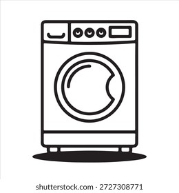 Minimalista frente carregando máquina de lavar ícone vetor lavanderia Ilustração