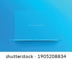 Minimalist front view of the computer portable, laptop professional blue. template mockup with monochrome background isolated. Vector illustration in clay design and modern very simple and classy
