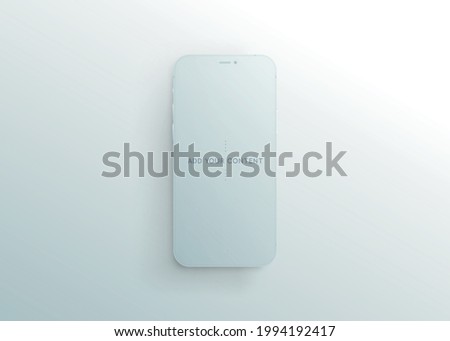 Minimalist front view of the mobile phone, smartphone professional silver white Template mockup with monochrome background isolated Vector illustration in clay design and modern very simple and classy