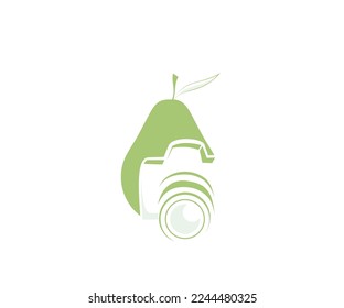 Minimalist fruit camera art logo