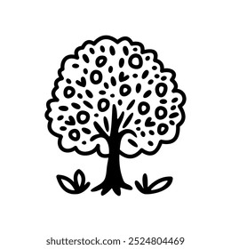 Minimalist Fruit Tree Doodle Vector Illustration