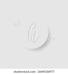 Minimalist FT Letter Monogram in Script Font with Paper Cutout Effect 