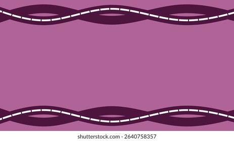 Minimalist fuchsia background with curved dashed lines on top and bottom, forming a wavy decorative frame. copy space. Perfect for banners, presentations, or design templates.