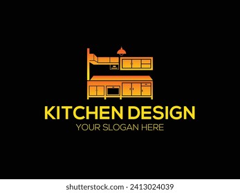 Minimalist Furniture company logo design or Kitchen wooden Cabinet Logo Design template