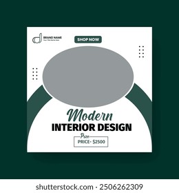 Minimalist Furniture and Home Interior Sale Banner or Social Media Post Template. Layouts for Interior Design